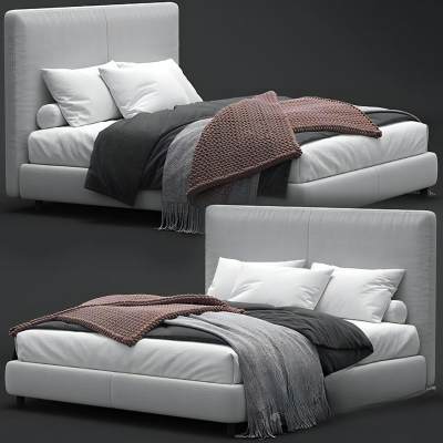 现代布艺卧室双人床-92